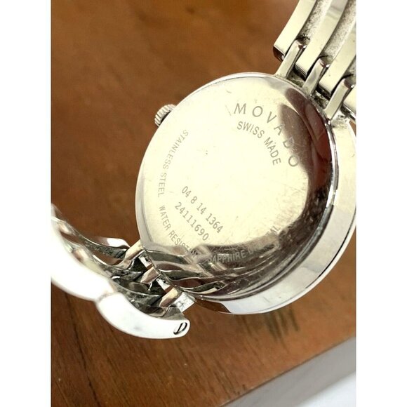 Movado Women's Watch 0607051 Esperanza Black Dial Swiss Quartz Silver Steel 28mm - Picture 6 of 13